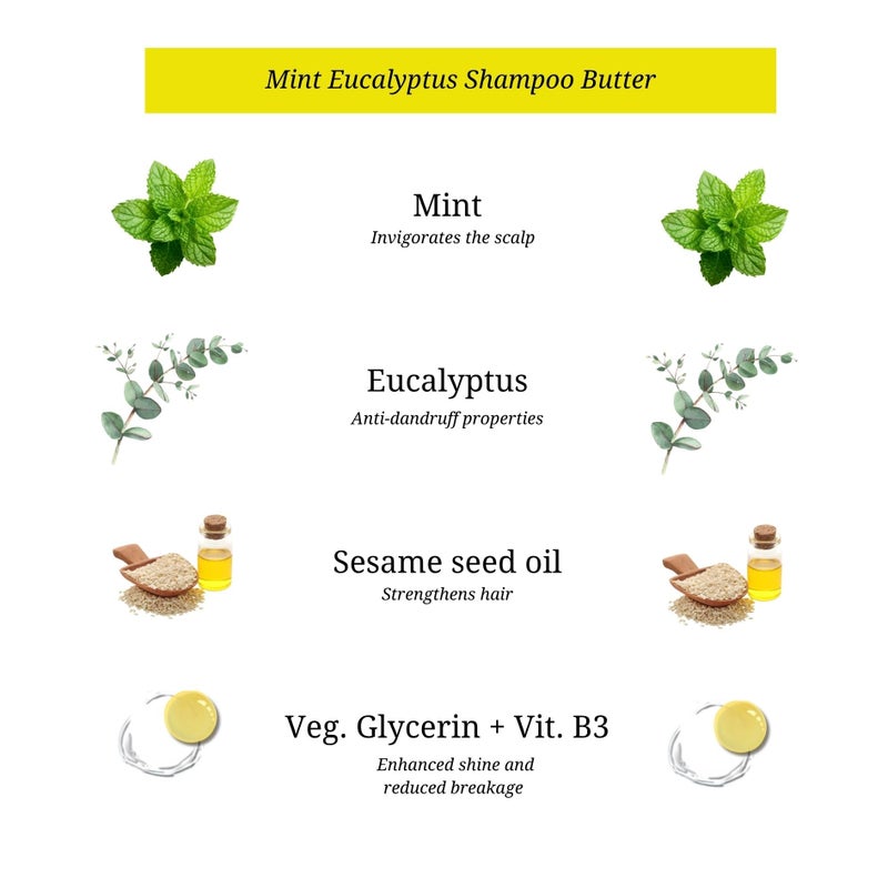Rustic Art Mint Eucalyptus Shampoo Butter Concentrate | Natural & Organic | Sulphate & Paraben Free | Hydrating & Moisturizing | Lasts 3X Longer than Liquid | 3.5 Oz - Image 2